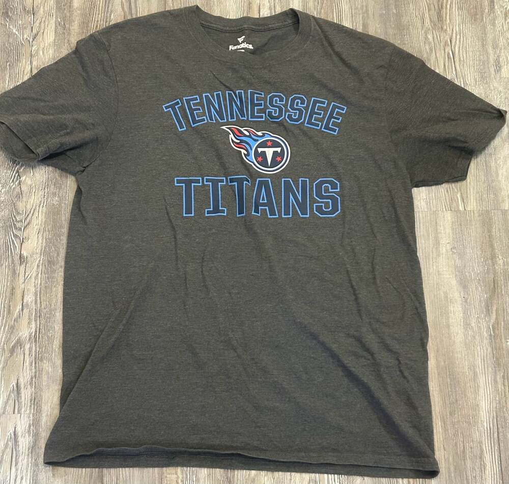 Fanatics Tennessee Titans NFL Arched Wordmark Heather Dark Gray T-Shirt Size L